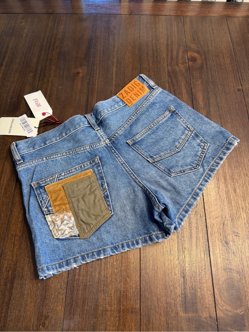 Zadig & Voltaire Défilé Sina Denim Eco Patch Shorts NWT Designer Jean Shorts F36 - Picture 5 of 16